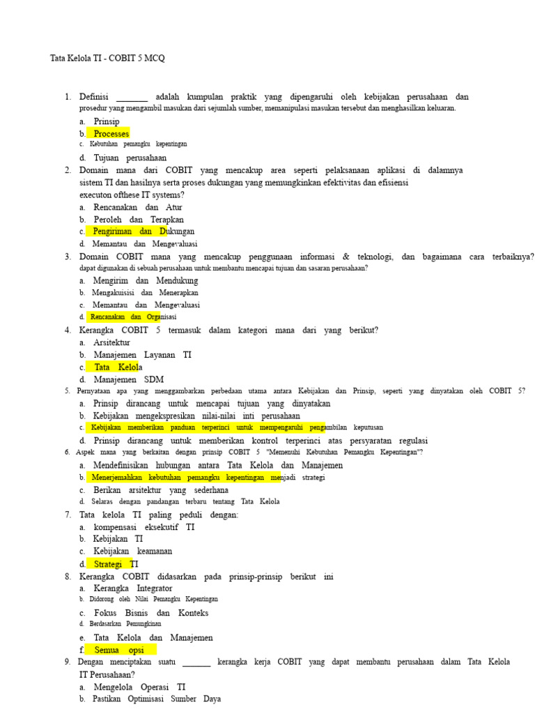 Kuis COBIT 5 untuk Tata Kelola TI | PDF