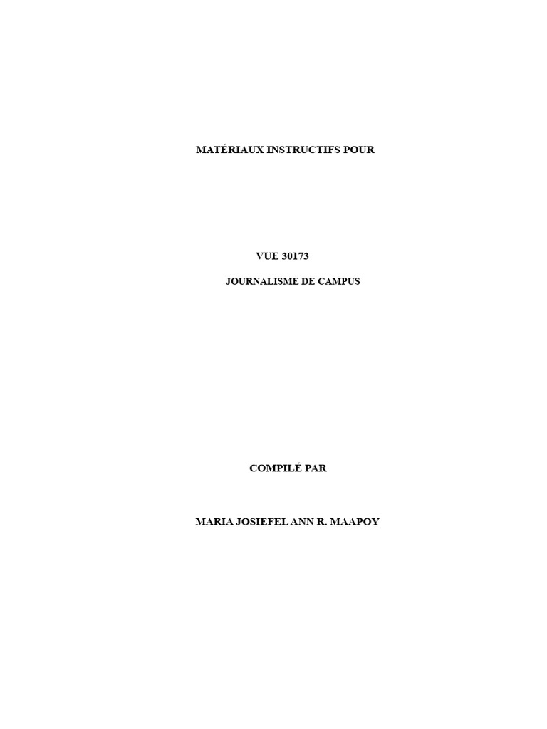 Module de Journalisme Sur Le Campus #1 | PDF | Journalisme | Journaux
