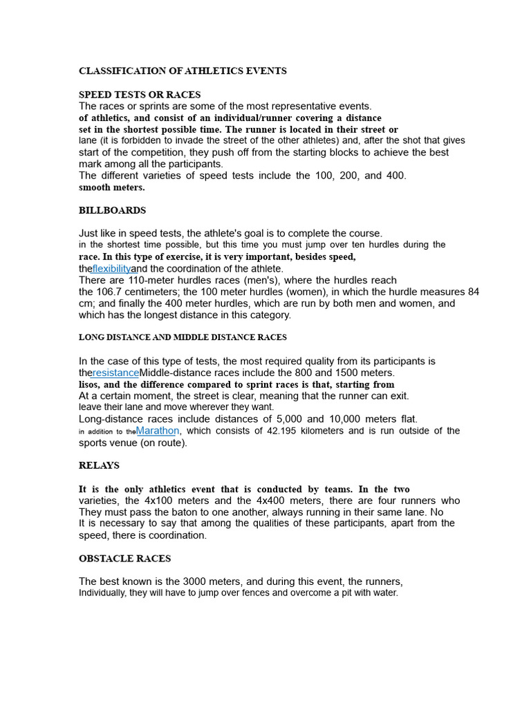 Athletics Events Classification Guide | PDF
