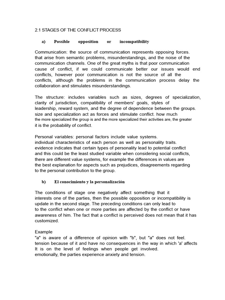 Stages of the Conflict Process Explained | PDF | Intention | Communication
