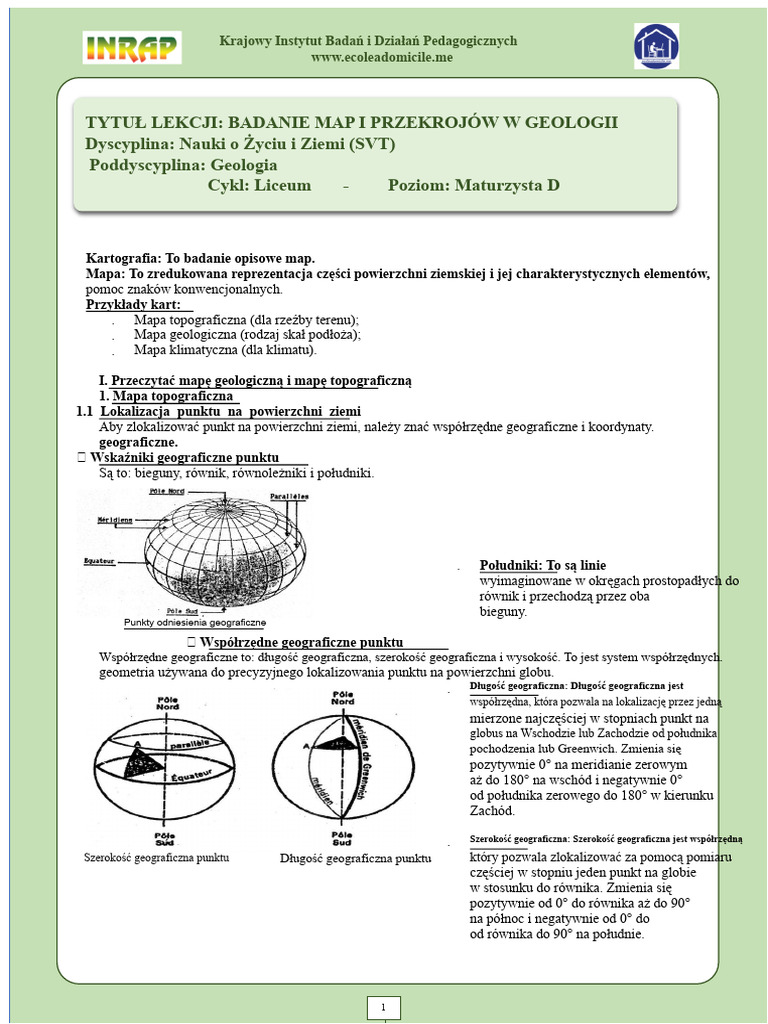 SVT - Semestr D - BADANIE MAP I PRZEKROJÓW W GEOLOGII Część 1 | PDF