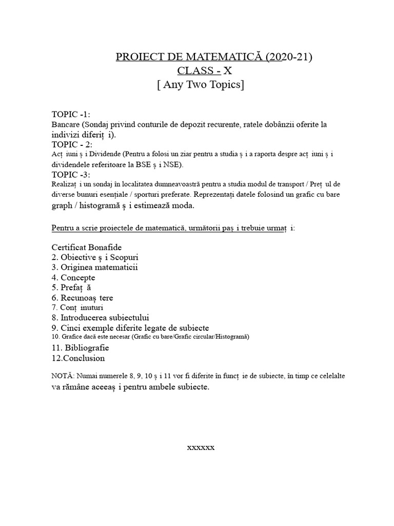 Proiect de Matematică Pentru Clasa A X-A | PDF