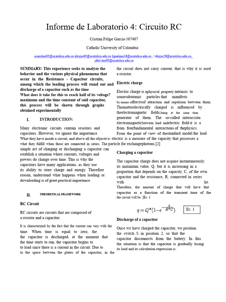 RC Circuit Behavior Analysis Report | PDF | Capacitor | Electrical Network