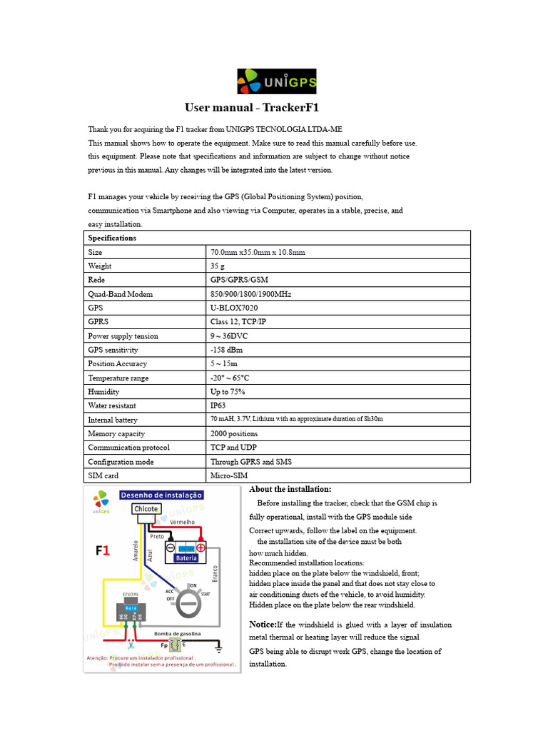 F1 Tracker User Manual Guide | PDF | Global Positioning System ...