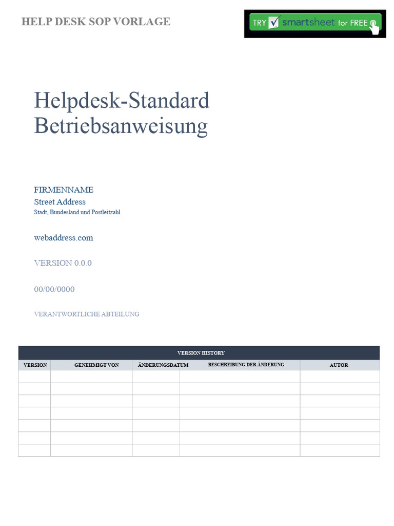 IC Helpdesk SOP-Vorlage 9254 | PDF