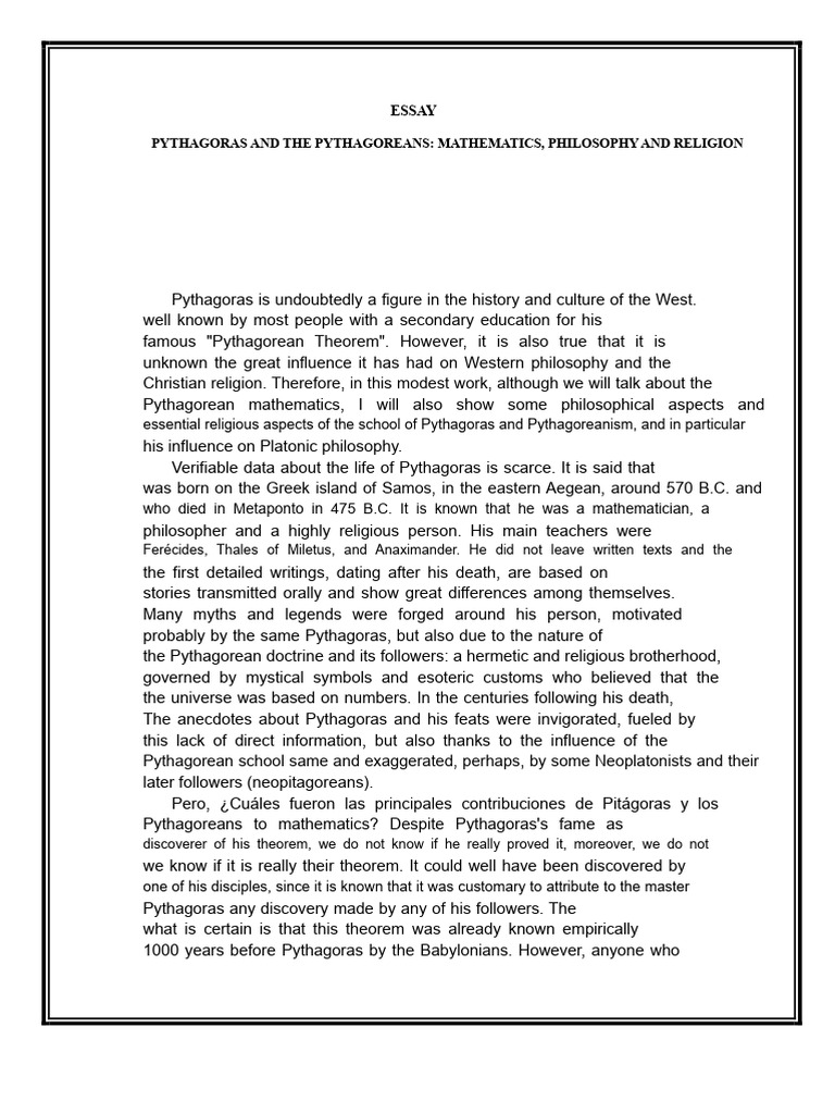 Pythagoras: Math, Philosophy, and Religion | PDF | Pythagoras
