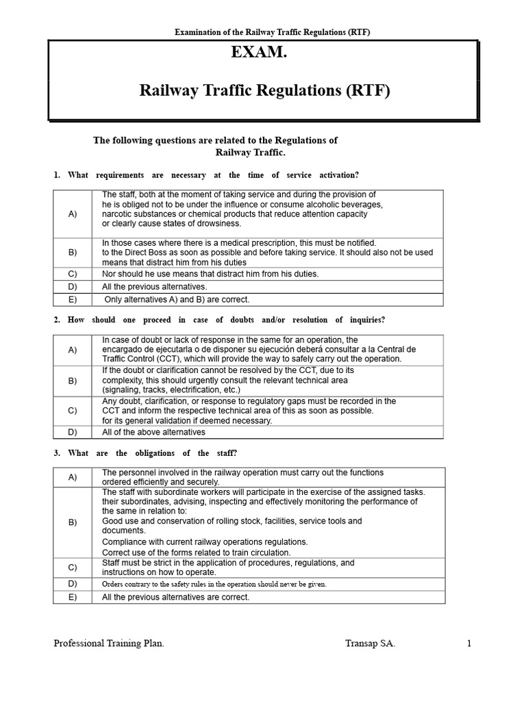 RTF Test. | PDF | Train | Traffic