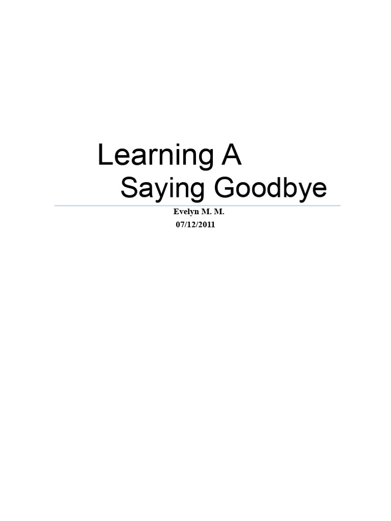 Learning to Say Goodbye | PDF | Death