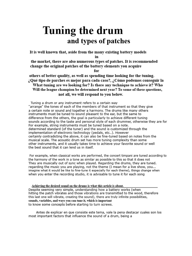 Drum Tuning Techniques and Patch Types | PDF | Drum | String Instruments