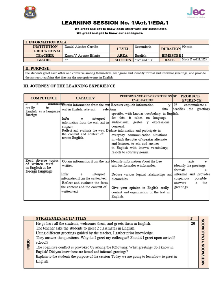 English Greetings Learning Session | PDF | Information | English Language