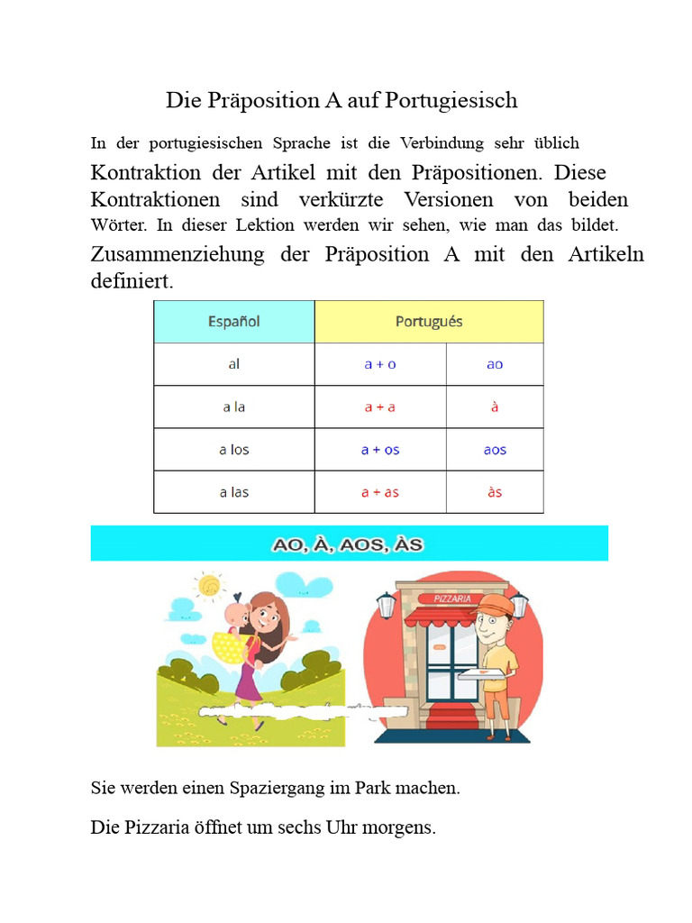 Die Präposition A Im Portugiesischen | PDF