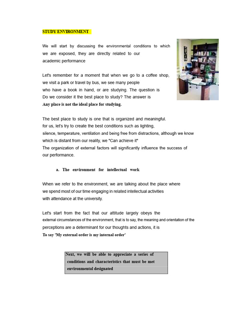 Optimal Study Environment Guide | PDF | Lighting | Chair
