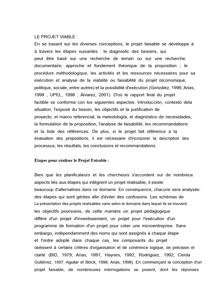 Étapes pour un Projet Faisable | PDF