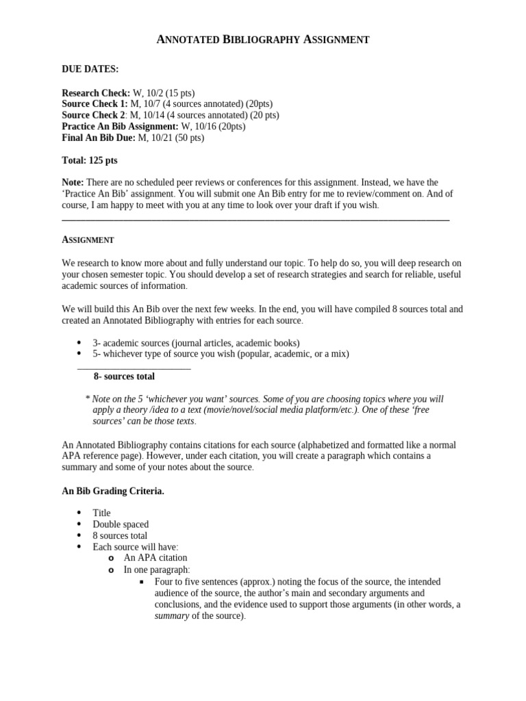 Annotated Bibliography Assignment Guide | PDF | Argument | Cognition