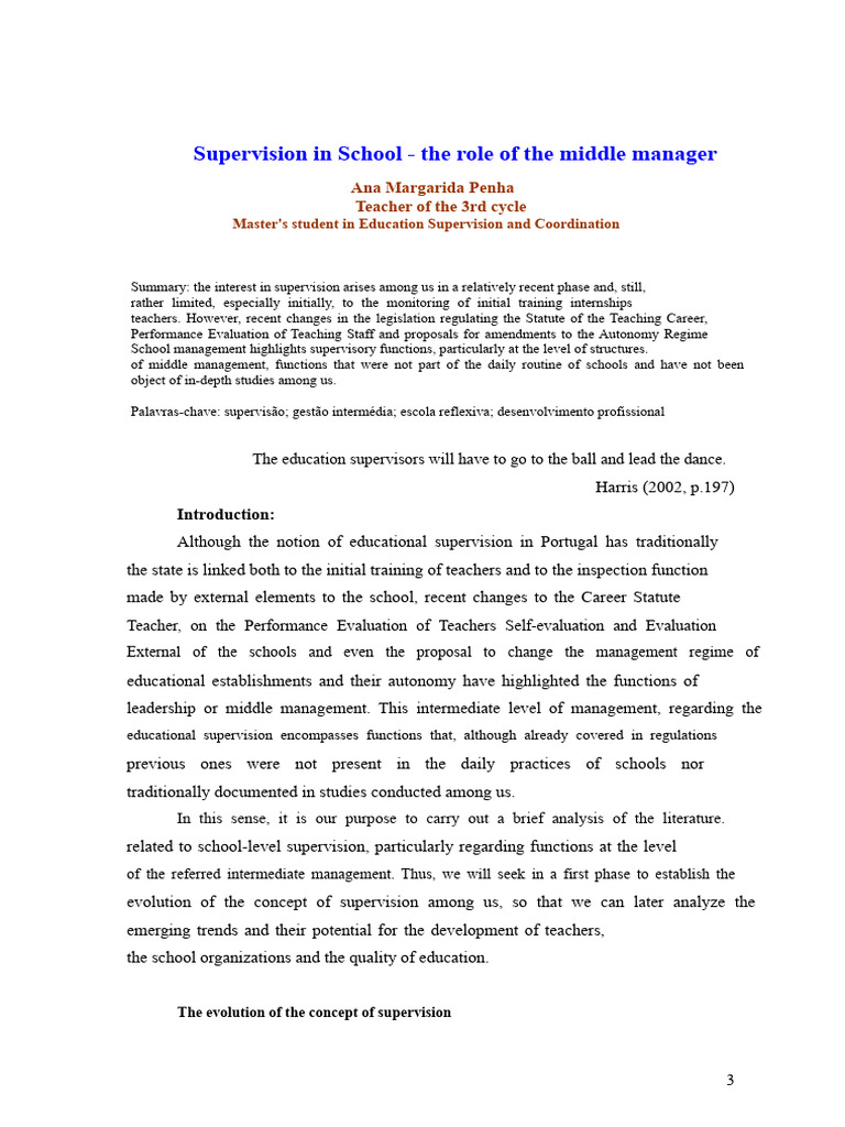 Middle Management's Role in School Supervision | PDF | Knowledge ...