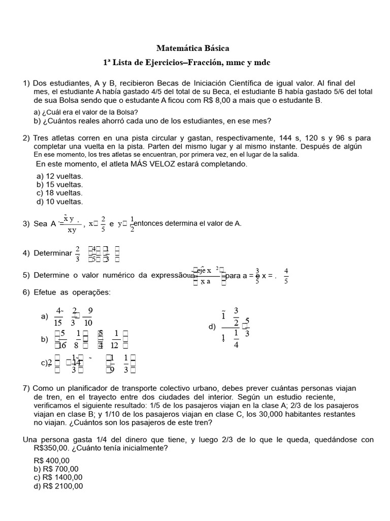 Ejercicios de Matemática Básica y Operaciones | PDF | Interés