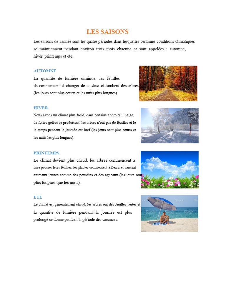 Les Quatre Saisons de l'Année | PDF