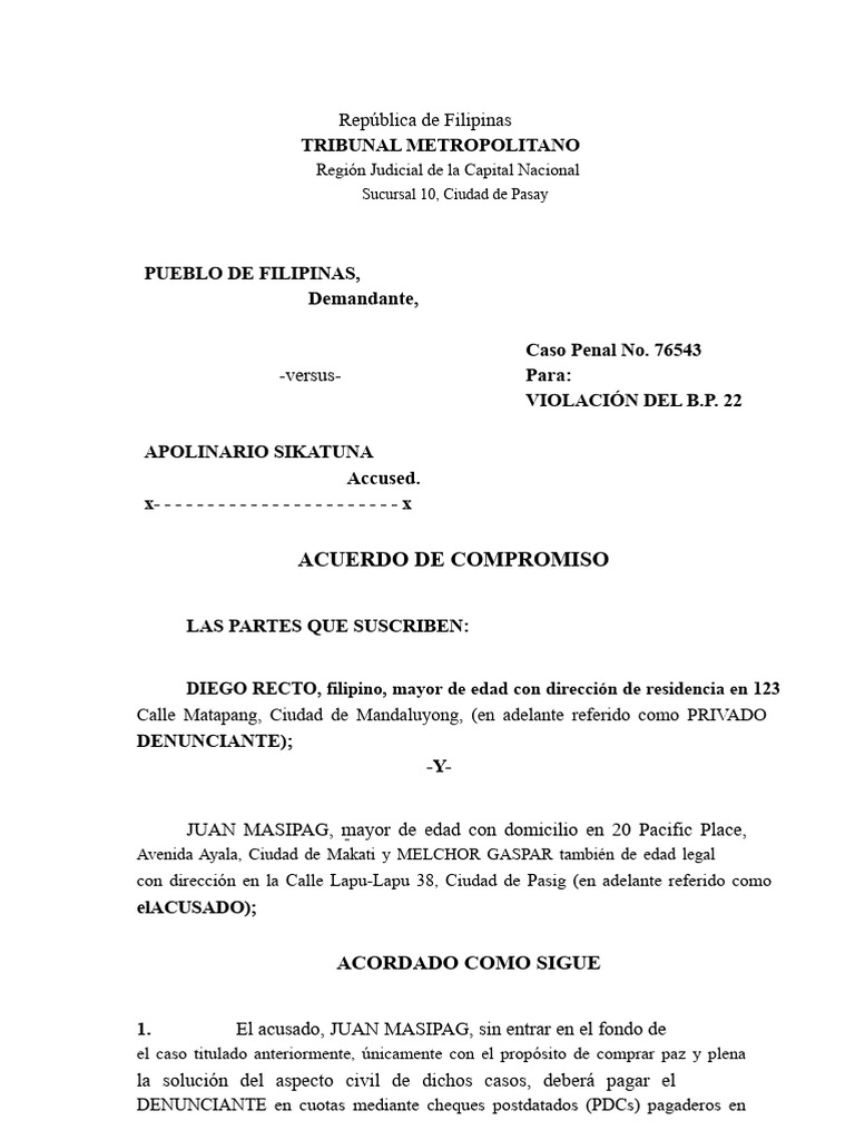 Acuerdo de Compromiso en Caso Penal | PDF | Justicia | Crimen y violencia