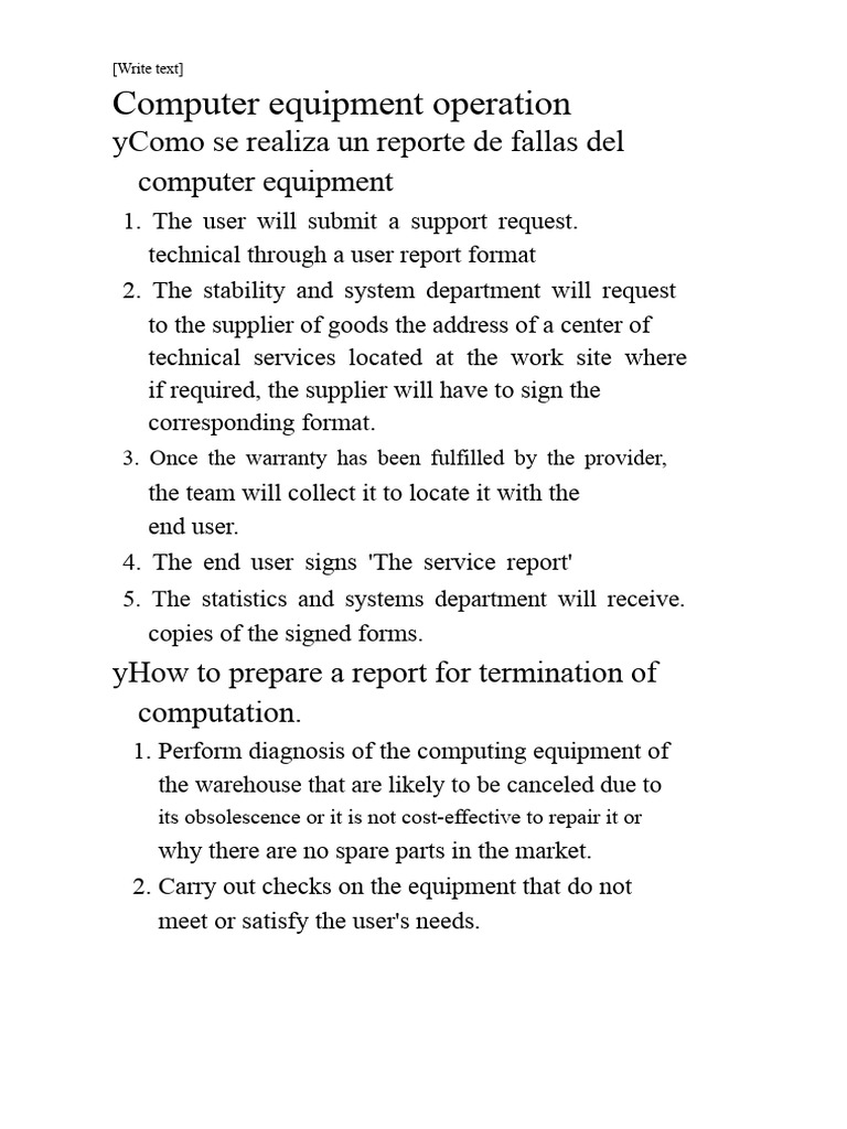 How To Create A Computer Equipment Failure Report | PDF
