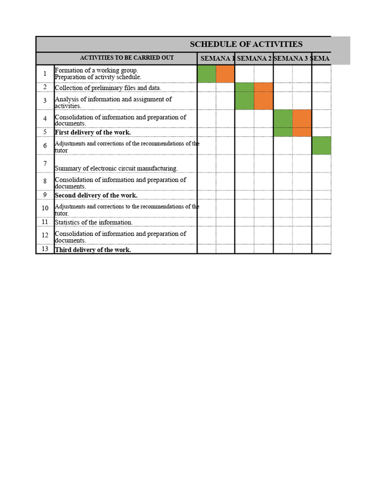 Weekly Activity Schedule Overview | PDF