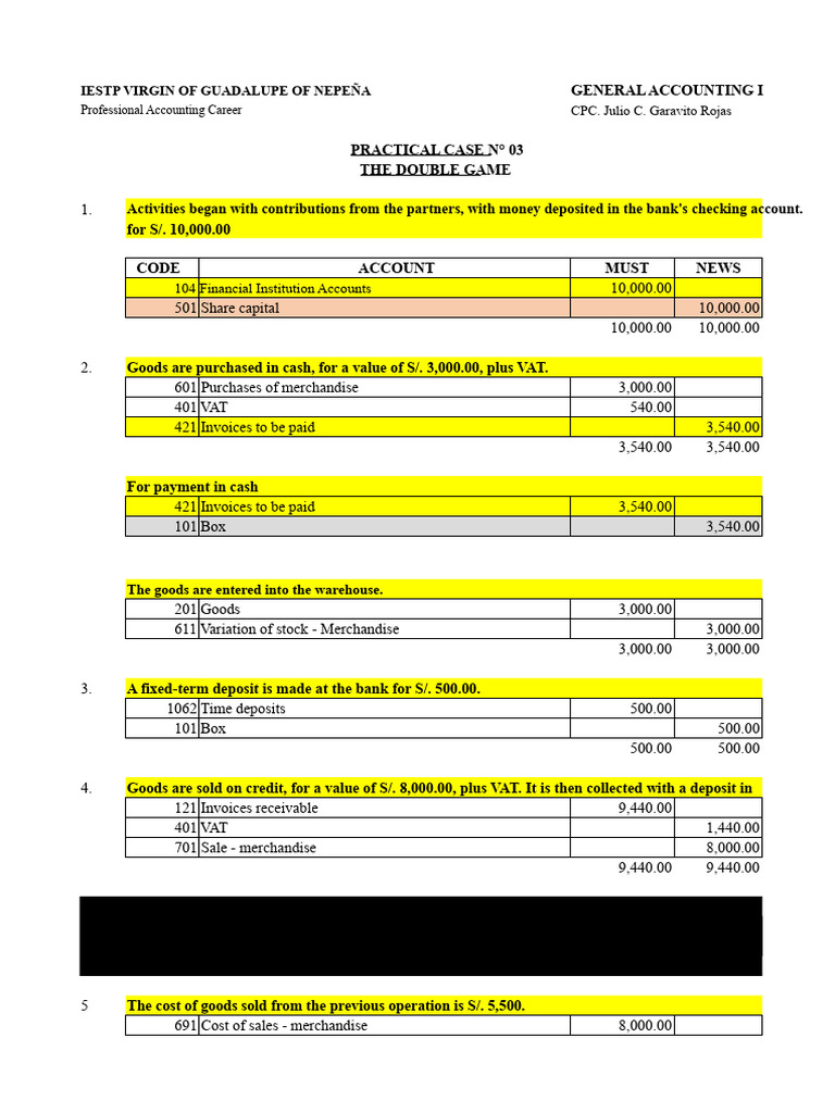 Practical Case 03 - Double Entry | PDF | Invoice | Value Added Tax