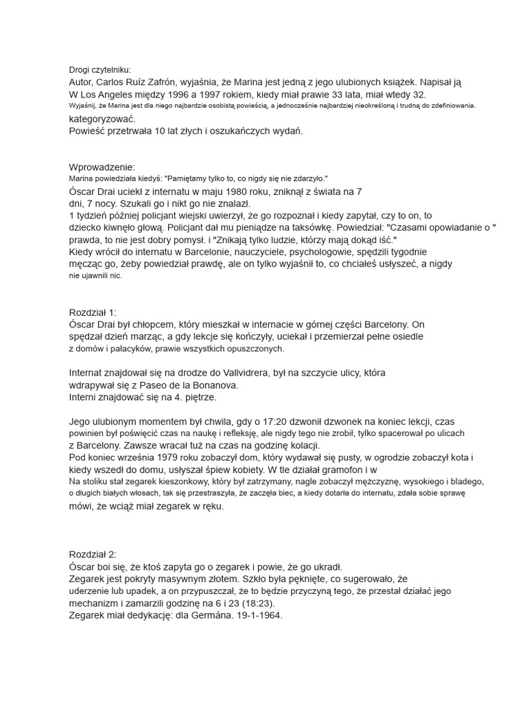 Streszczenie Mariny | PDF