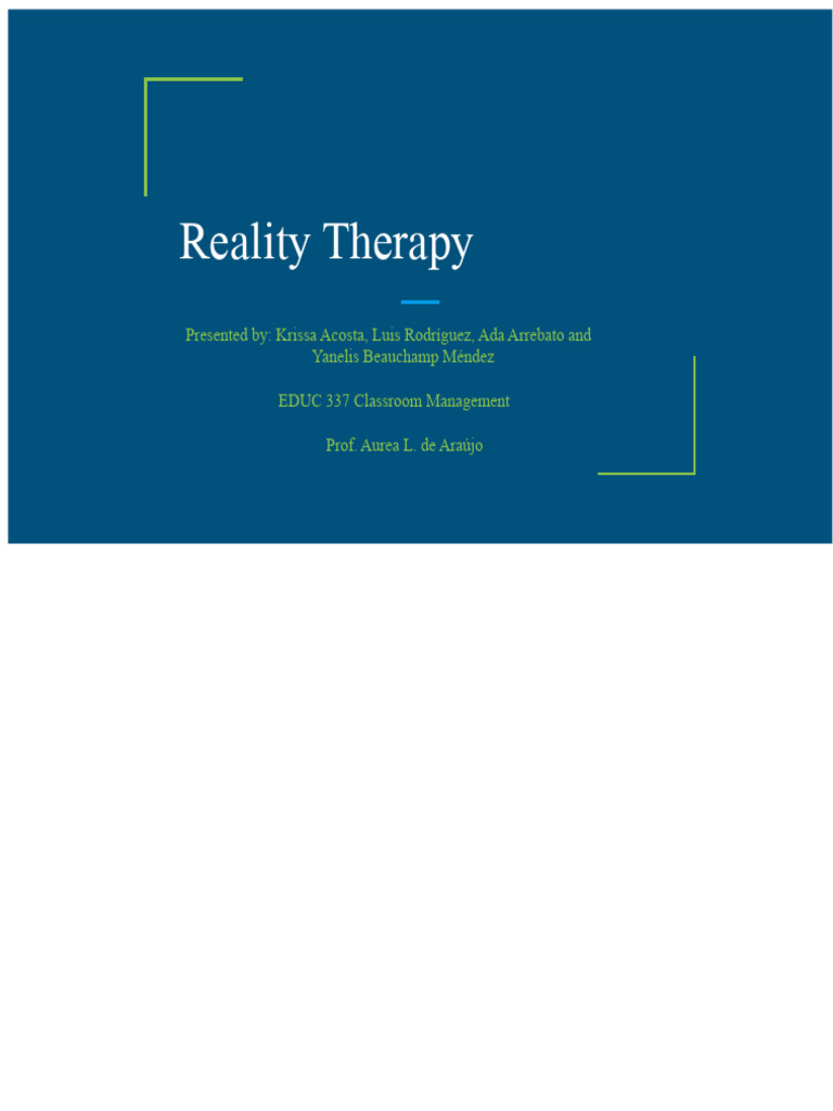 Understanding Reality Therapy in Education | PDF | Psychotherapy ...