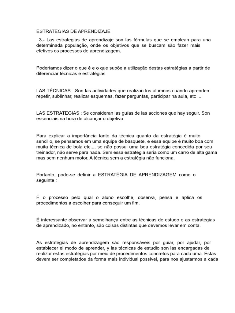 Estratégias de Aprendizagem Eficazes | PDF | Aprendizado | Lição
