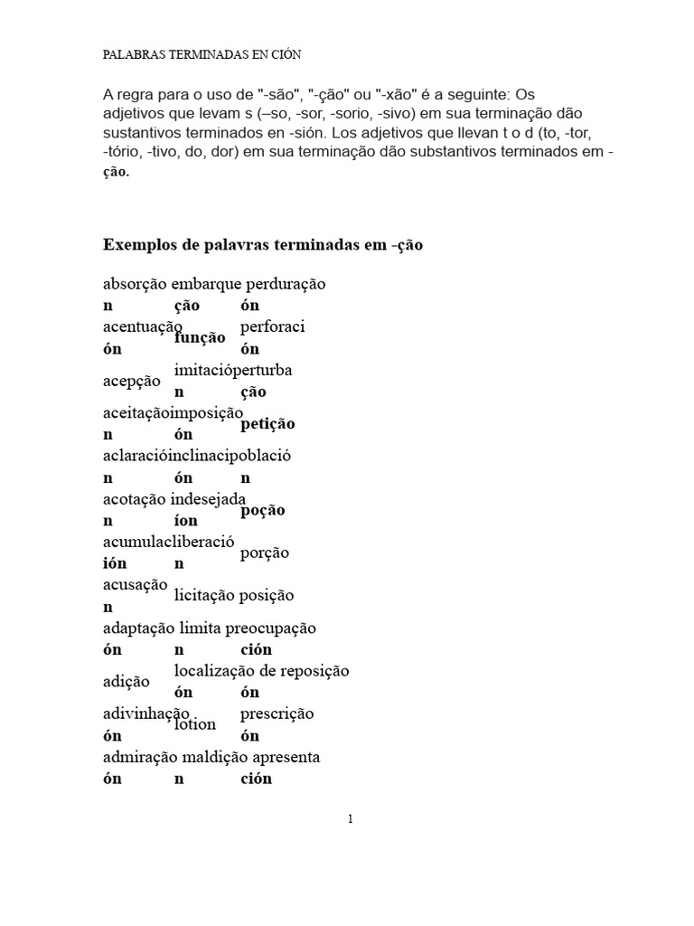 Palavras que terminam em -ção e -são | PDF | Unidades semânticas