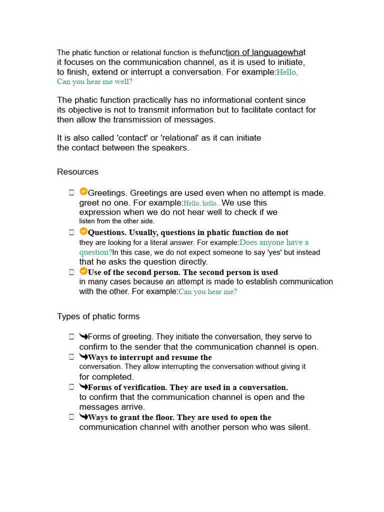 WHAT IS A TEXT WITH PHATIC FUNCTION (2) | PDF | Communication | Linguistics