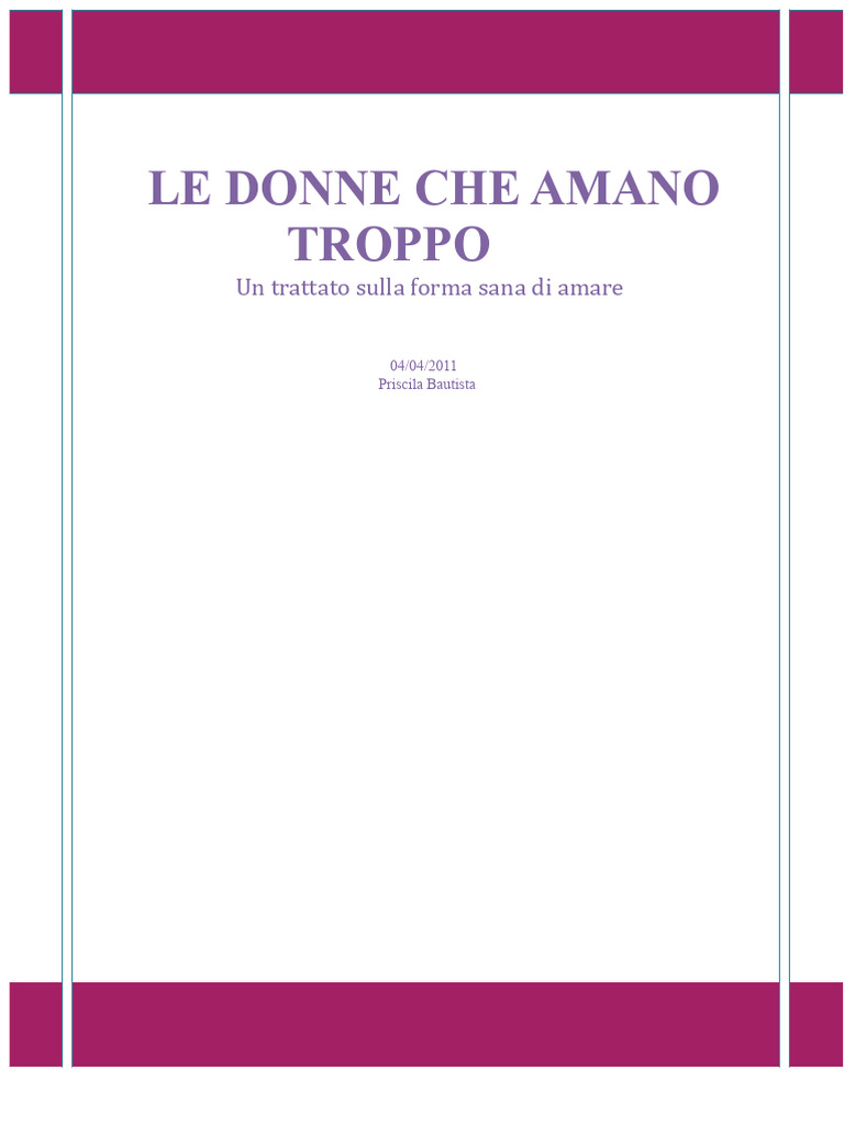 Le Donne Che Amano Troppo | PDF