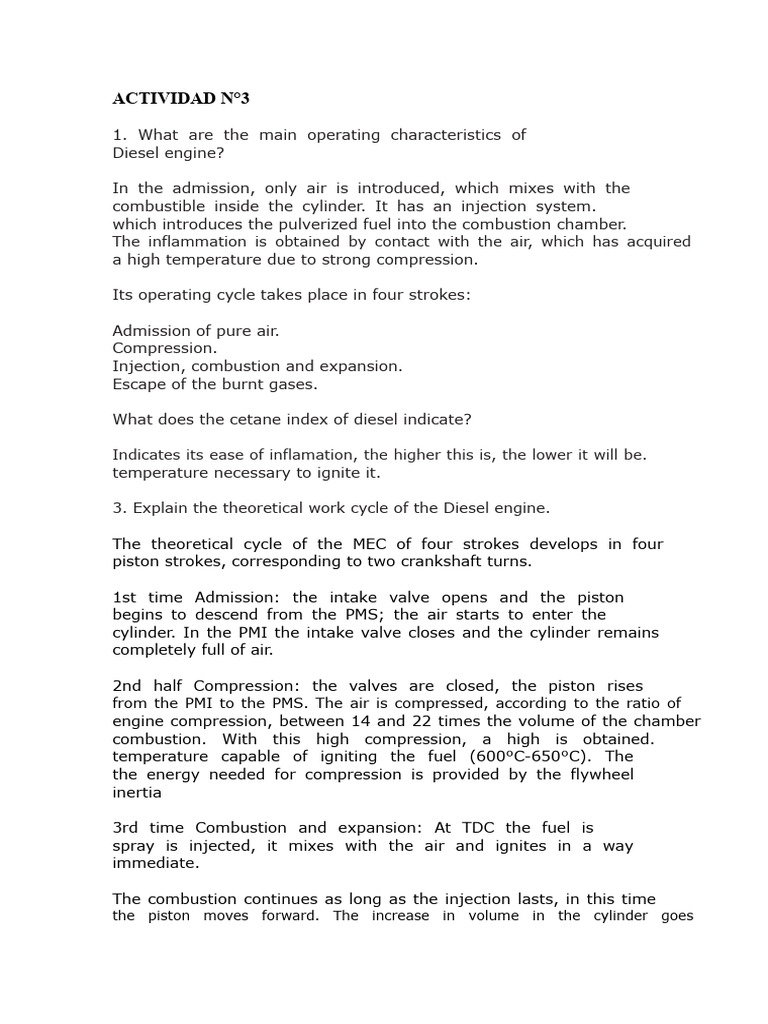 Diesel Engine Operation and Efficiency | PDF | Diesel Engine | Internal ...