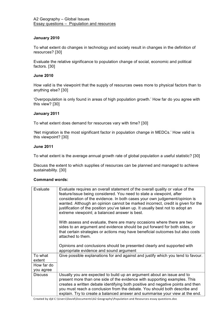 easy essay on population