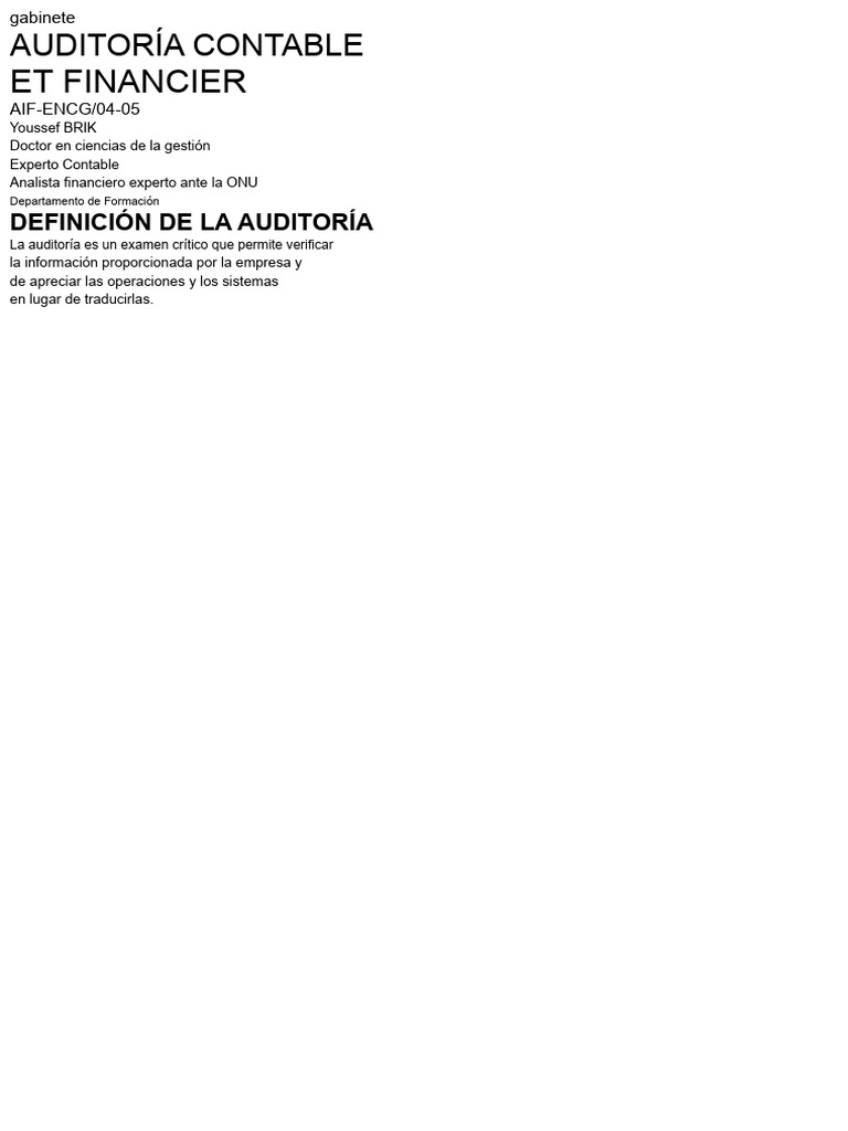 Auditoría Contable y Financiera Encg | PDF | Auditoría | Contabilidad