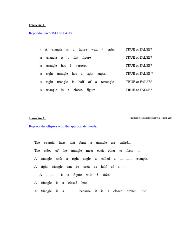 Triangle Exercises | PDF | Triangle | Elementary Mathematics