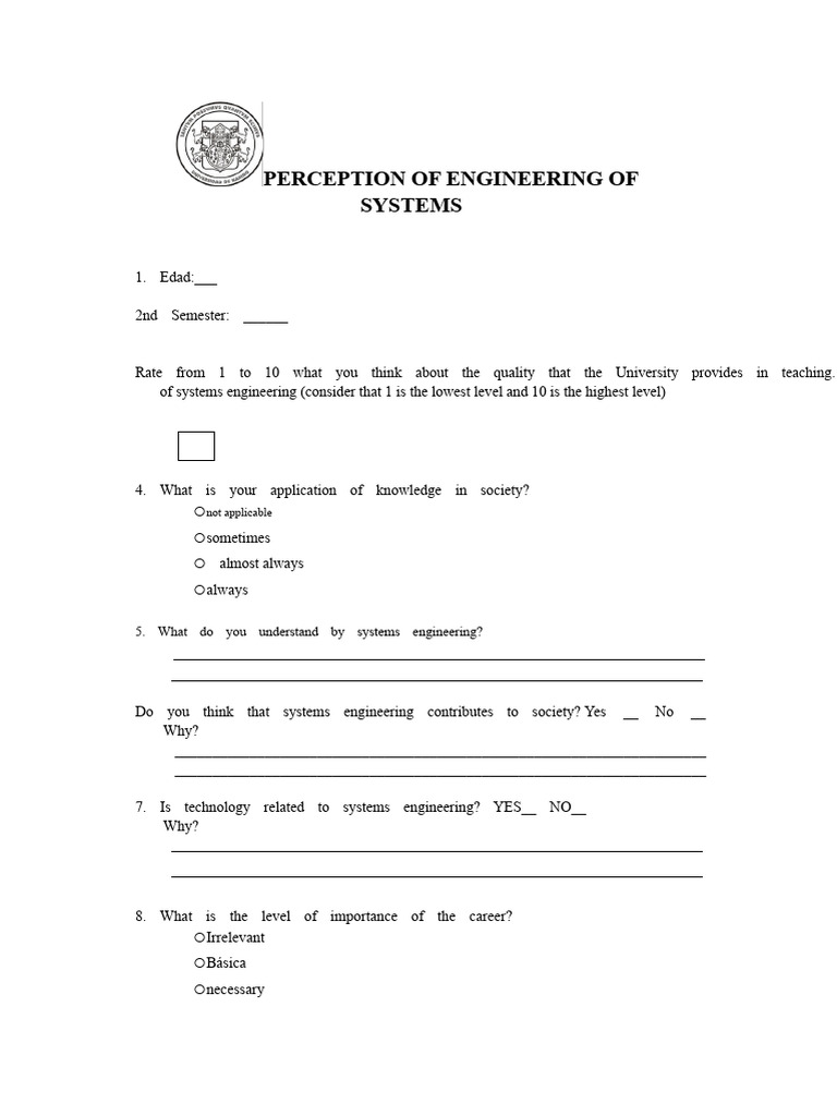 Survey Perception of Systems Engineering 1 | PDF