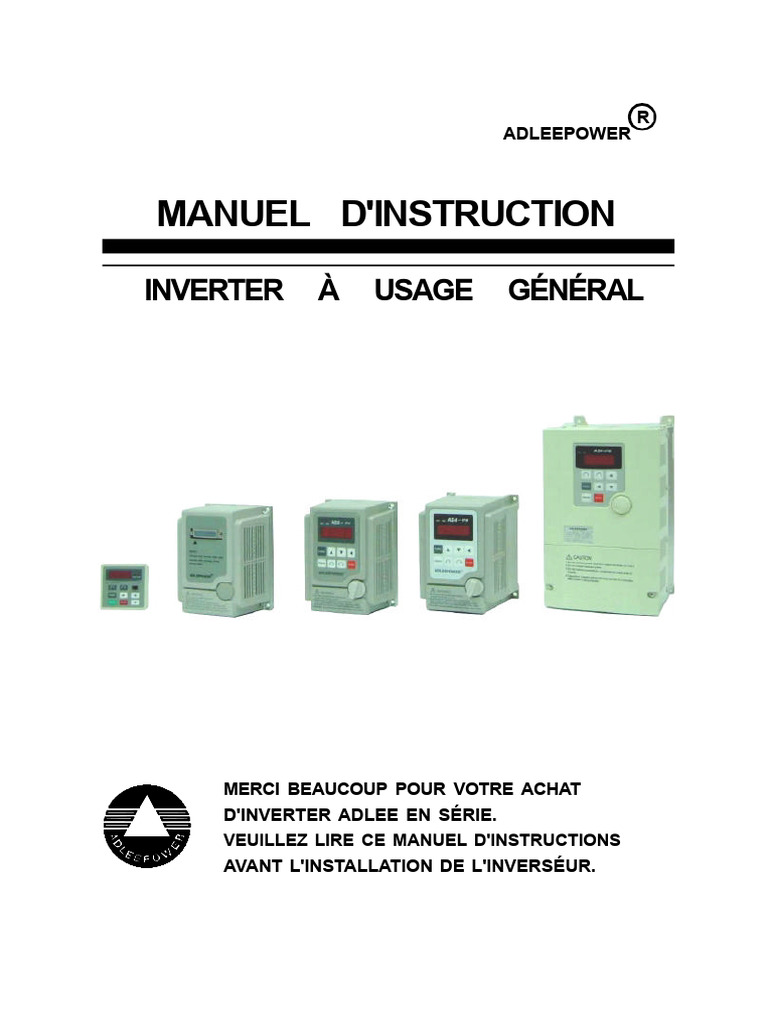 Manuel d'utilisation de l'inverseur ADLEE | PDF | Onduleur | Électricité