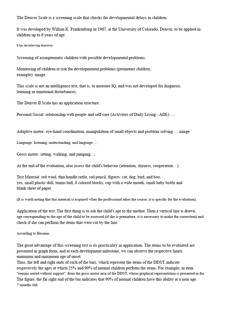 Denver Scale for Child Development Screening | PDF | Child Development ...