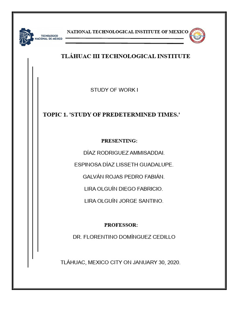 Predetermined Time Study Methods | PDF