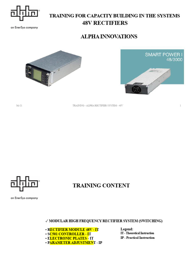 Training - 48V - Alpha Switch | PDF | Rectifier | Electrical Engineering