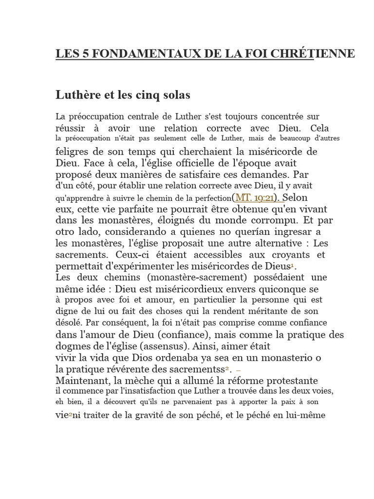 Les 5 piliers de la foi chrétienne | PDF | Grâce (christianisme ...