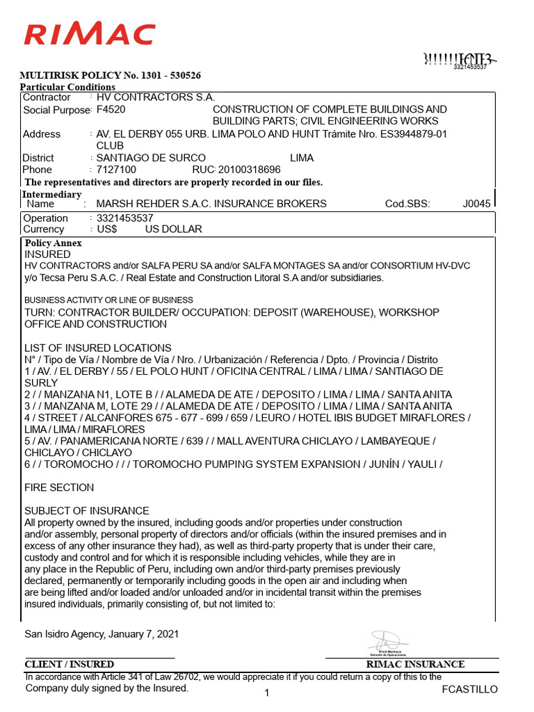 Multirisk Insurance Policy Overview | PDF | Insurance | Deductible