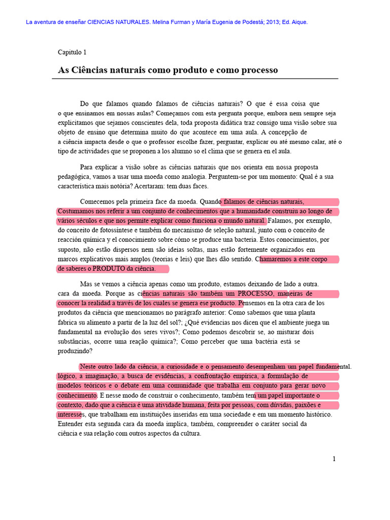 Ensino de Ciências Naturais: Produto e Processo | PDF | Science ...