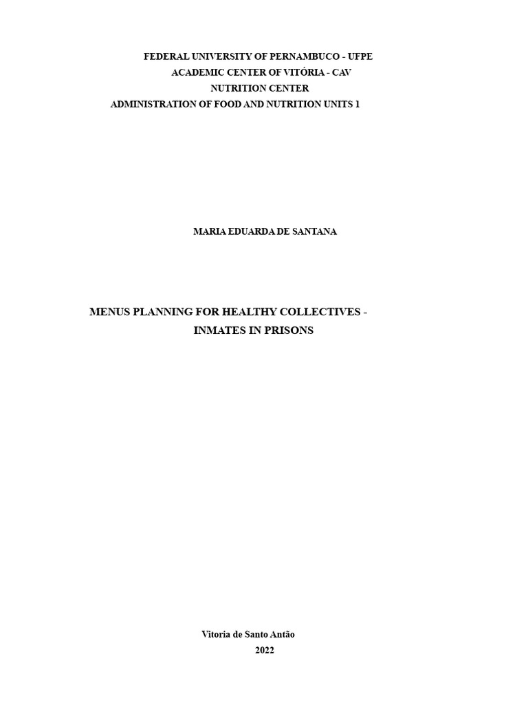 Healthy Menu Planning for Prison Inmates | PDF | Teaspoon | Meal