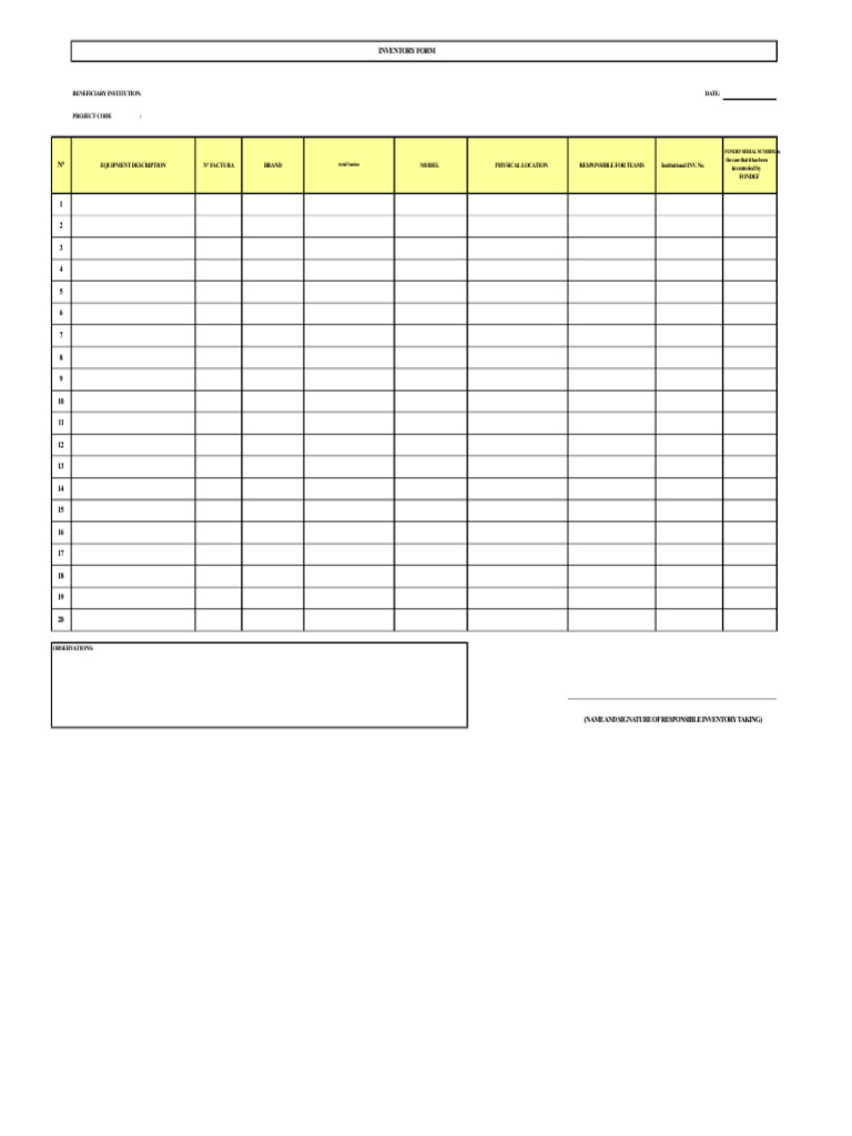 Inventory Form | PDF