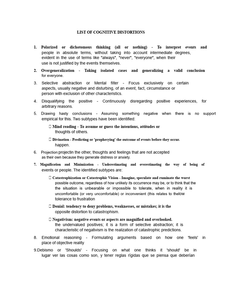 Cognitive Distortions | PDF | Thought | Social Psychology