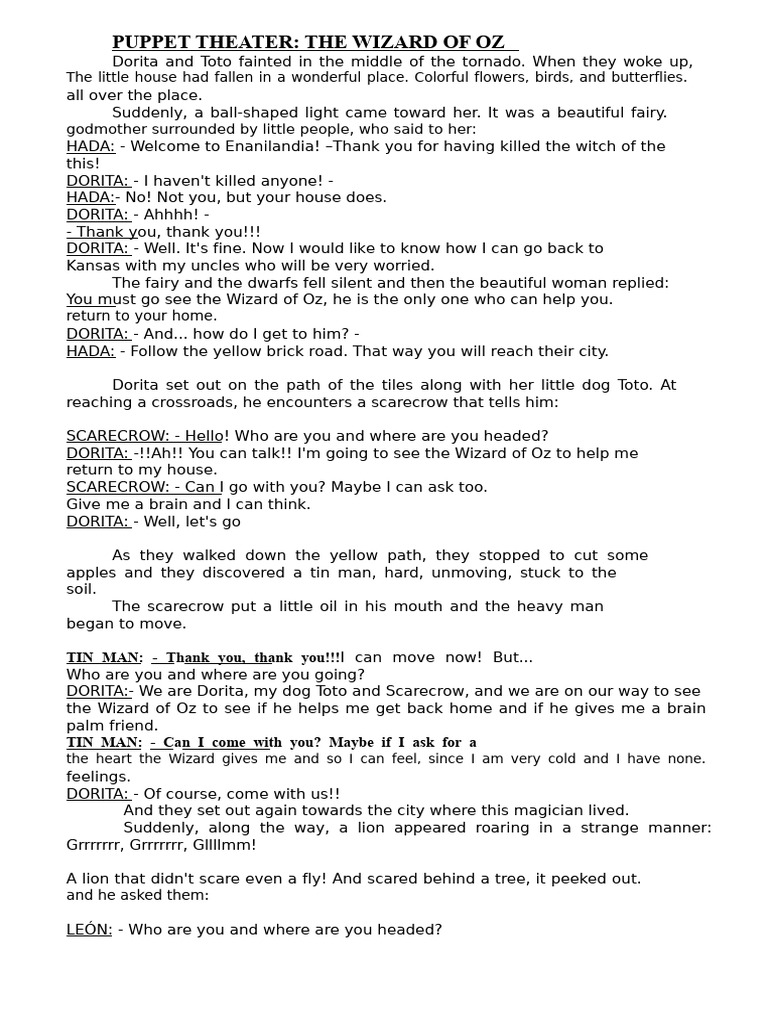 Amazing Script Of Wizard Of Oz Images