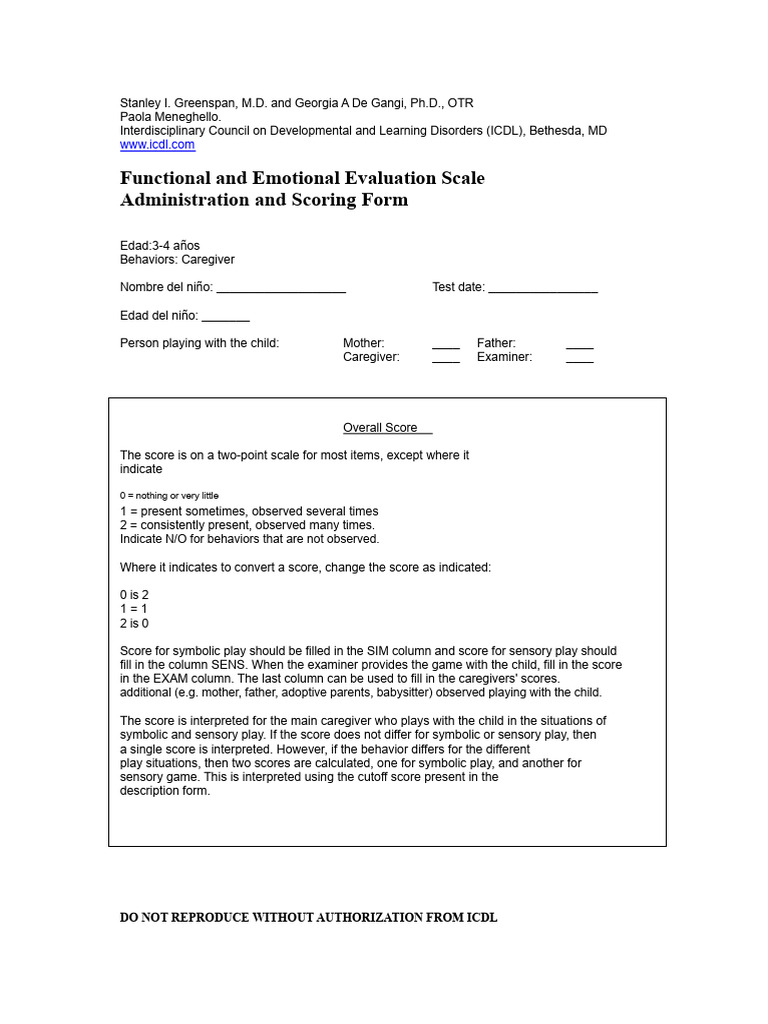Functional Emotional Evaluation Scale | PDF | Attachment Theory ...