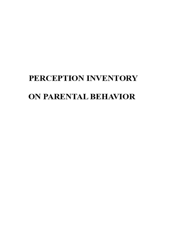 Parenting Behavior Perception Inventory | PDF | Validity (Statistics ...