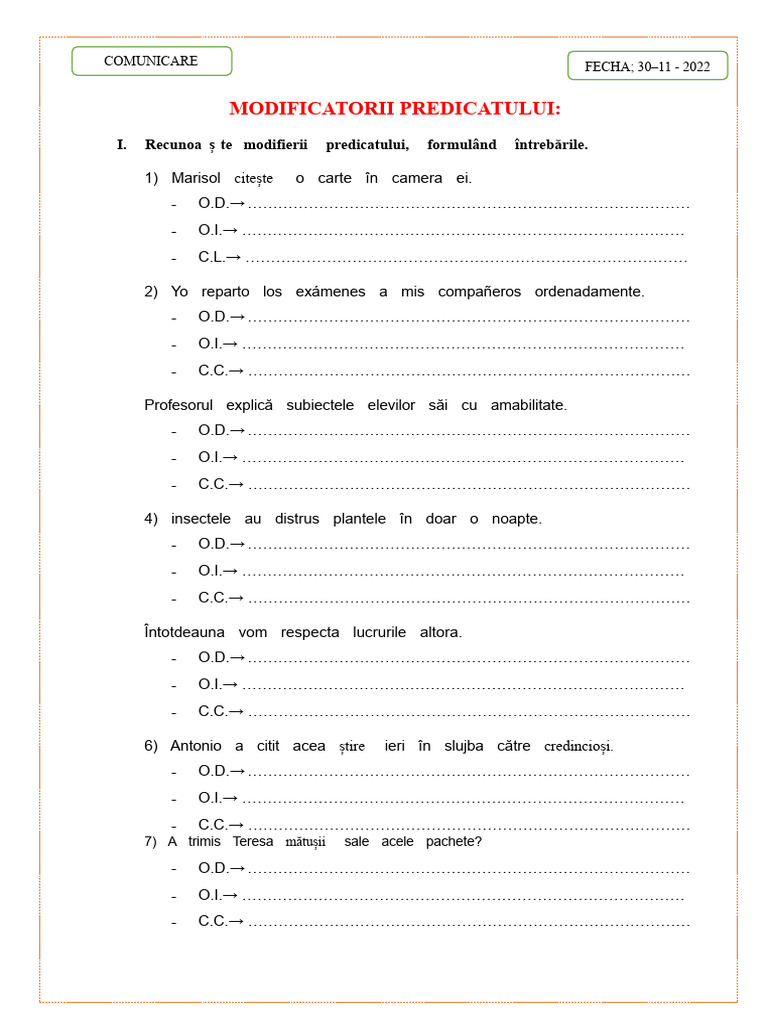 Modificatorii Predicatului | PDF